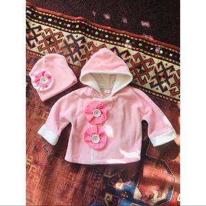 FREE* with purchase pink fleece coat and hat!